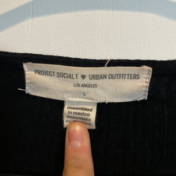 Project Social T - ribbed | black | wrap tie cropped t-shirt - Picture 3 of 4